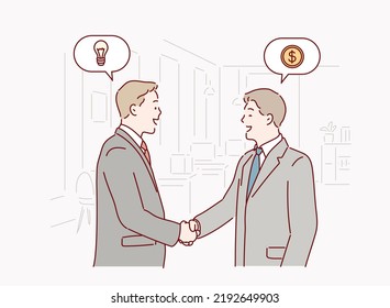 Handshake Commitment Partnership Colleagues Concept. Hand drawn style vector design illustrations.