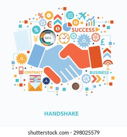 Handshake concept design on white background,clean vector