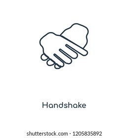 Handshake concept line icon. Linear Handshake concept outline symbol design. This simple element illustration can be used for web and mobile UI/UX.