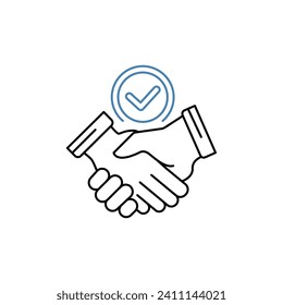 icono de línea de concepto de apretón de manos. Ilustración de elemento simple. diseño de símbolos de esquema de concepto de apretón de manos.