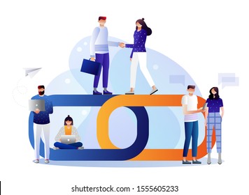 handshake concept, link as a strong union and cooperation, vector illustration