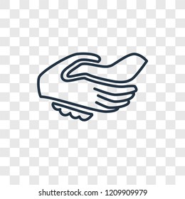 Handshake concept vector linear icon isolated on transparent background, Handshake concept transparency concept in outline style