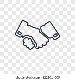 Handshake concept vector linear icon isolated on transparent background, Handshake concept transparency concept in outline style