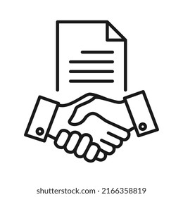 Handshake, conclusion of a contract, successful partnership, cooperation vector icon. Business deal, agreement or collaboration document