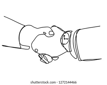 handshake Continuous line art or One Line Drawing of businessmen concept of friendship. Vector business illustrator