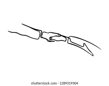 handshake Continuous line art or One Line Drawing of businessmen  concept of friendship. Vector business illustrator