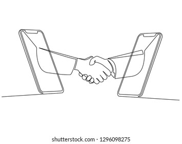 handshake Continuous line art or One Line Drawing of businessman concept of friendship. Vector business illustrator