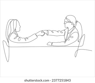 handshake Continuous line art or One Line Drawing of businessmen concept of friendship. Vector business illustrator