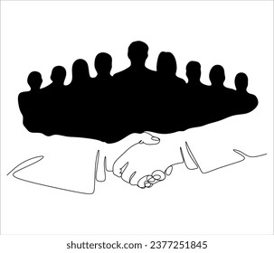 handshake Continuous line art or One Line Drawing of businessmen concept of friendship. Vector business illustrator