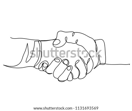 handshake Continuous line art or One Line Drawing of businessmen  concept of friendship. Vector business illustrator
