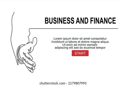 Handshake continuous line vector drawing. Business agreement vector concept