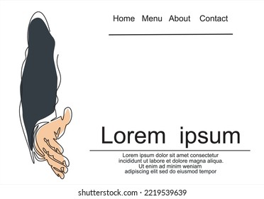 Handshake continuous line vector drawing. Business agreement vector concept