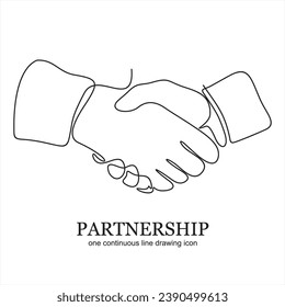 Handshake continuous line vector drawing. Business agreement vector concept	