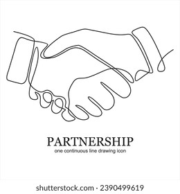 Dibujo de vector de línea continua de apretón de manos. Concepto de vector de acuerdo comercial	