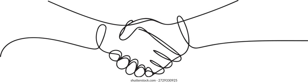 Handshake continuous one line drawing. Continuous one line drawing illustration vector. one line Icon drawing
