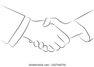 handshake contour vector illustration isolated