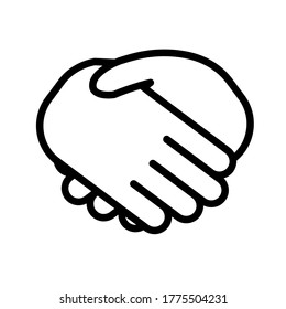 Handshake, Vertrag Vereinbarung schwarz-weißes Rahmensymbol. Flache Vektorgrafik. Einzeln auf weißem Hintergrund.