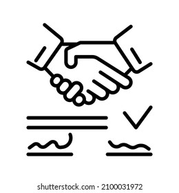 Contratos de apretón de manos Icono de vector plano para el diseño del logotipo de aplicaciones y sitios web