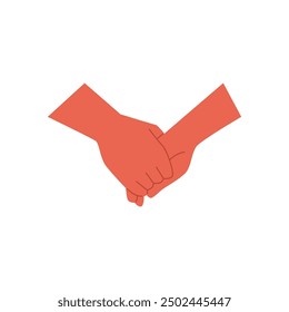 Handshake, couple hold hands greetings or support vector flat icon. Unity partnership afro human arm gesture Love and friendship concept, empathy and sympathy sign