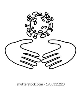 Handshake danger line icon. Vector.