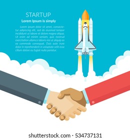 A handshake deal business concept. Projects template for business. Vector illustration