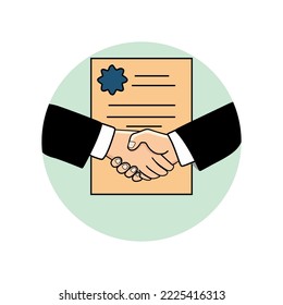 Handshake, deal, contract, agreement vector logo design, suitable use for symbol, icon or element design to describe business activity