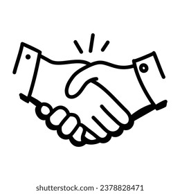 Handshake, deal doodle icon design 