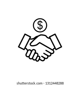 Handshake Deal Isolated Icon Black and White Vector Graphic.