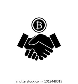 Handshake Deal Isolated Icon Black and White Vector Graphic.