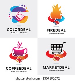 Handshake Deal Logo Set Design Template Collection