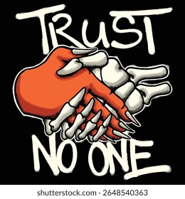 handshake mão demônio e esqueleto Urban Streetwear Art