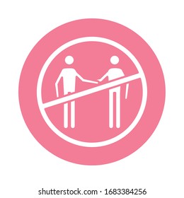 handshake denied signal block silhouette and fill style icon vector illustration design