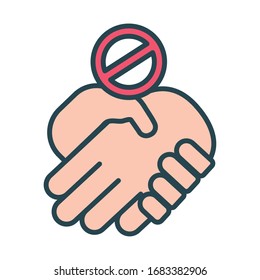 handshake denied signal fill style icon vector illustration design