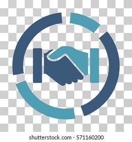 Handshake Diagram icon. Vector illustration style is flat iconic bicolor symbol, cyan and blue colors, transparent background. Designed for web and software interfaces.