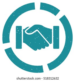 Handshake Diagram rubber seal stamp watermark. Icon vector symbol with grunge design and dirty texture. Scratched soft blue ink sticker on a white background.