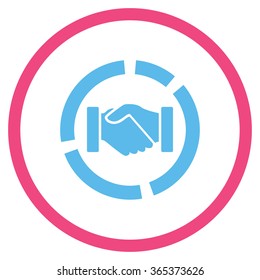 Handshake Diagram vector icon. Style is bicolor flat circled symbol, pink and blue colors, rounded angles, white background.