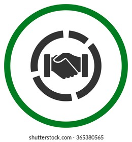 Handshake Diagram vector icon. Style is bicolor flat circled symbol, green and gray colors, rounded angles, white background.