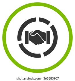 Handshake Diagram vector icon. Style is bicolor flat circled symbol, eco green and gray colors, rounded angles, white background.