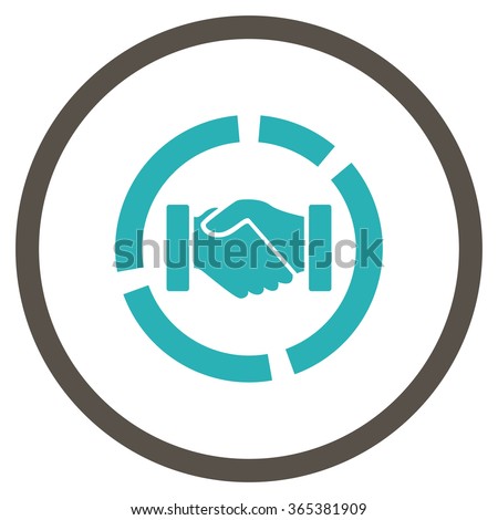 Handshake Diagram vector icon. Style is bicolor flat circled symbol, grey and cyan colors, rounded angles, white background.