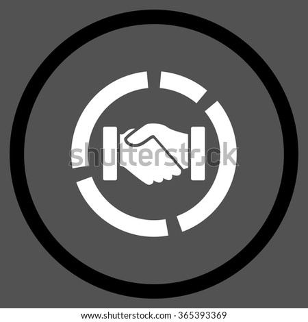 Handshake Diagram vector icon. Style is bicolor flat circled symbol, black and white colors, rounded angles, gray background.