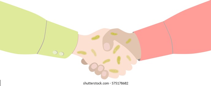 Handshake with dirty hands isolated on white