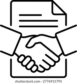 Handshake and document icon for agreement and partnership concept business deal