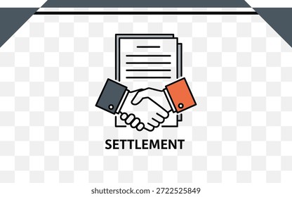 Handshake and document on isolated on transparent background representing a settlement agreement