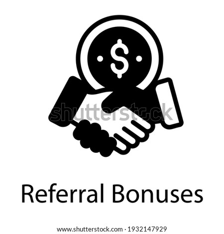 Handshake with dollar coins denoting referral bonuses icon