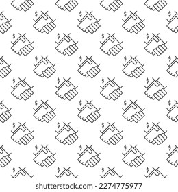 Handshake with Dollar Sign vector Corruption concept thin line seamless pattern