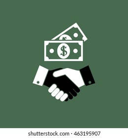 Handshake and dollars icon. Vector illustration eps10.