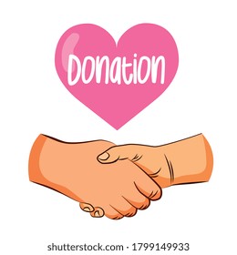 handshake with donation heart. vector illustration