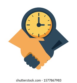handshake done deal with clock watch vector illustration design