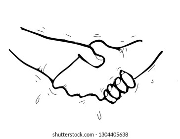 handshake doodle icon hand drawing