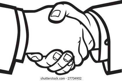 Handshake drawing in line art